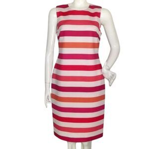 CALVIN KLEIN Dress, 10, Multicolor Stripes, Sleeveless, Neoprene Scuba
